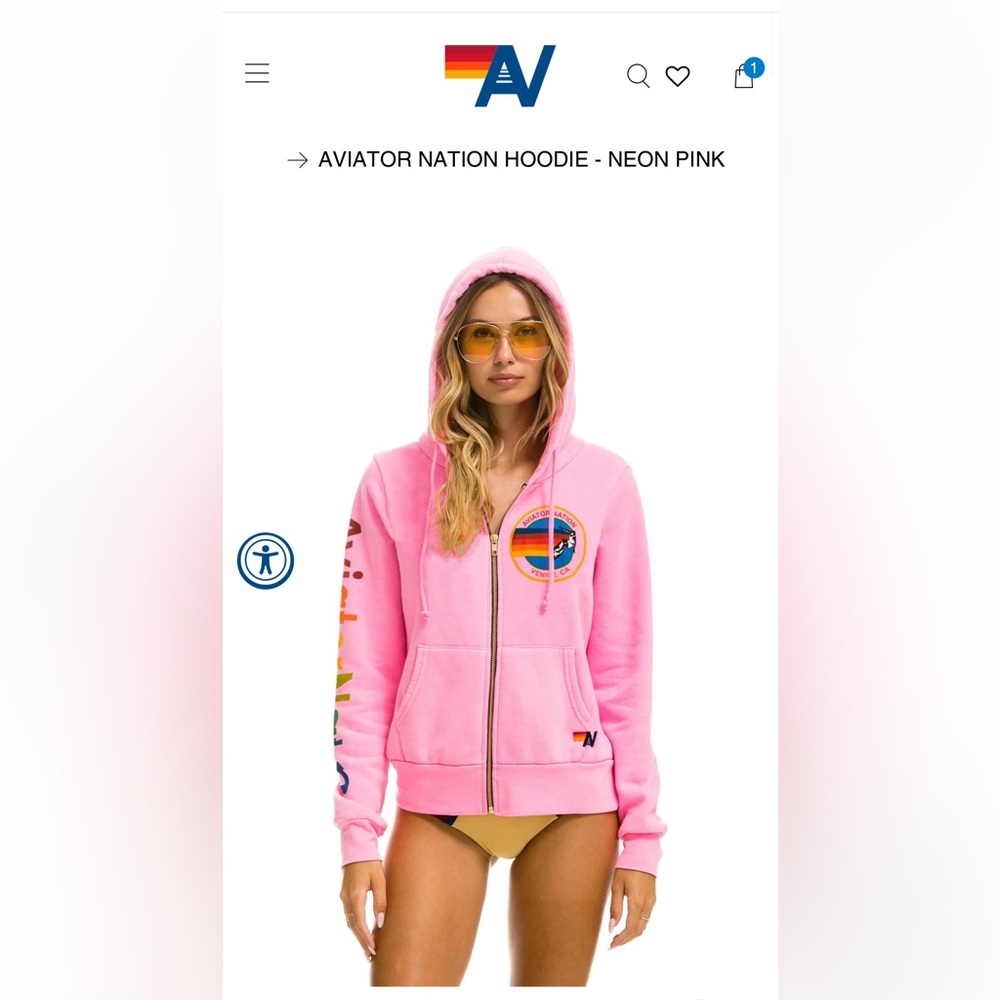 NWT! Aviator Nation Hoodie- Neon Pink size M unisex